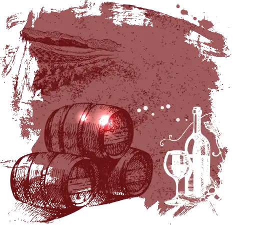 בקבוק יין וכוסות בתוך מרתף היין משמיא.